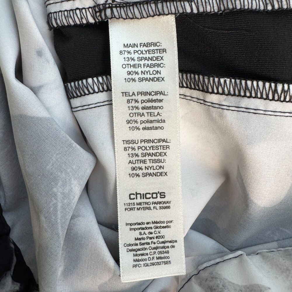 Zenergy by Chico's Jacket Women's 2 / L Black White Floral Golf Zip Up - Picture 5 of 7